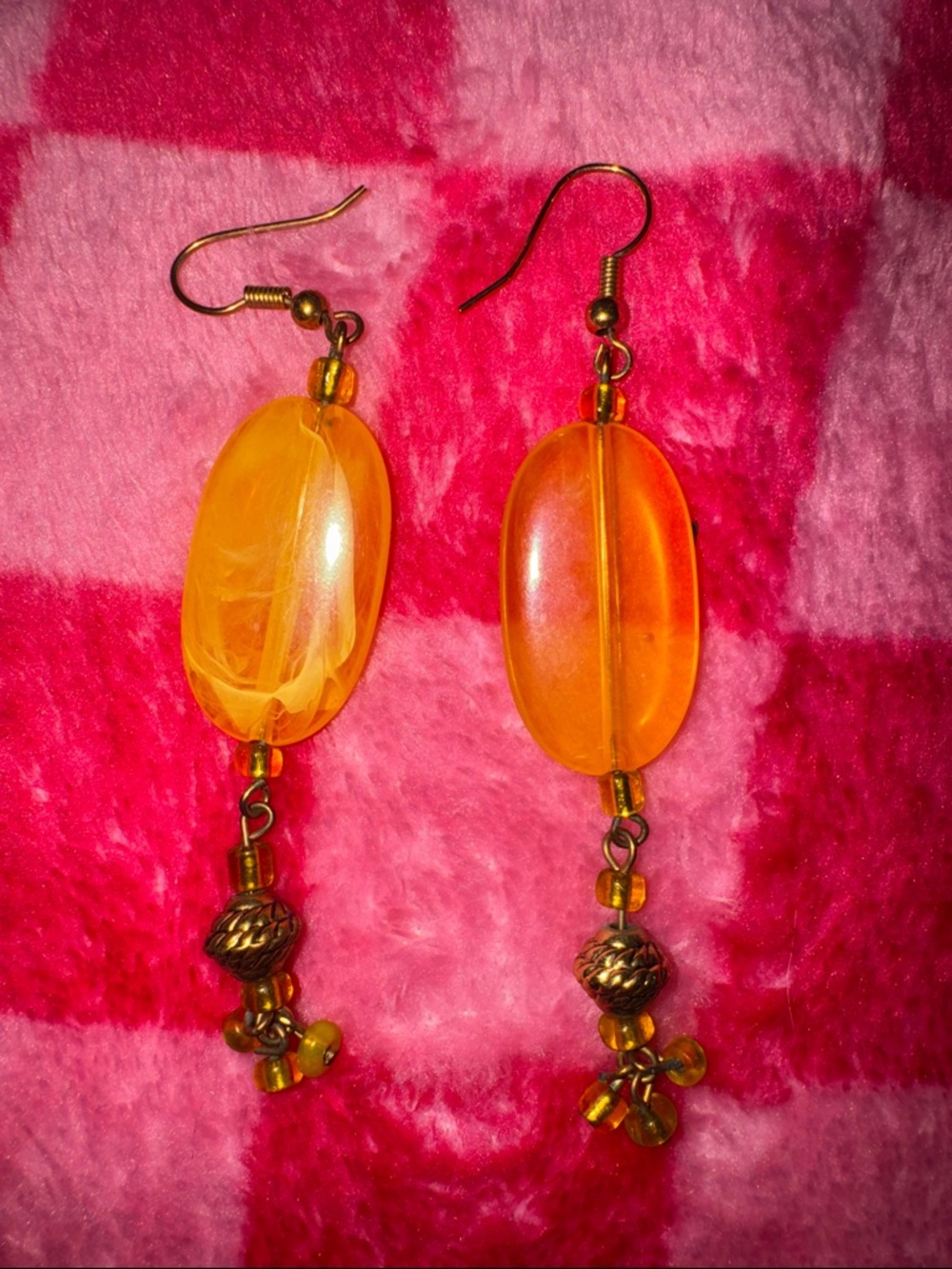 Bohemian Orange Pendant Statement Necklace and Earrings - Picture 6 of 6